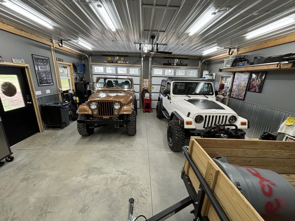 24x30 garage with 2 Jeeps